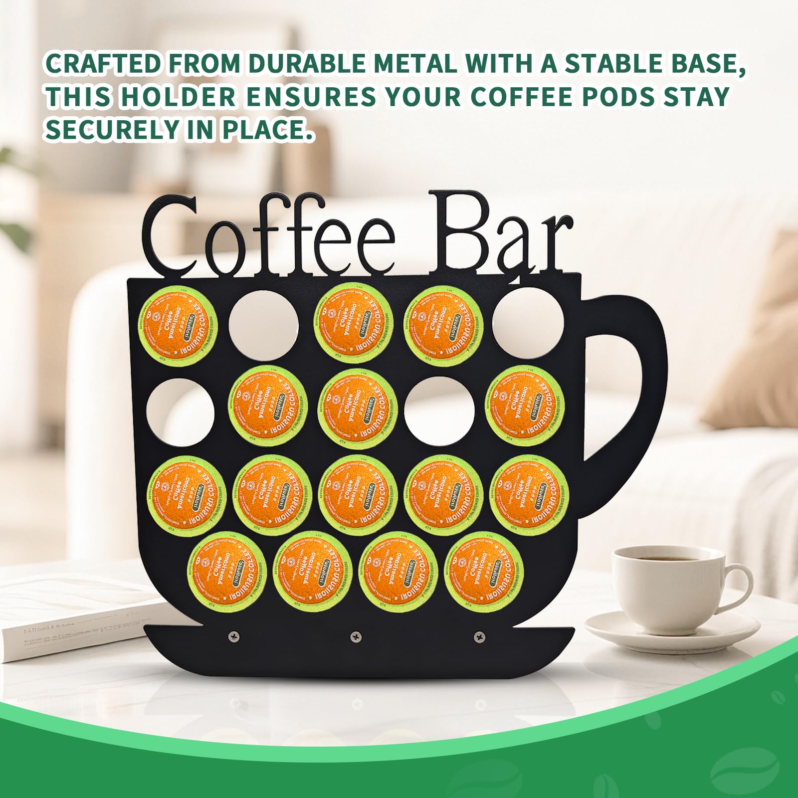 KingLive K Cups Holder 19-pod capacity keeps Keurig pods neatly visible.