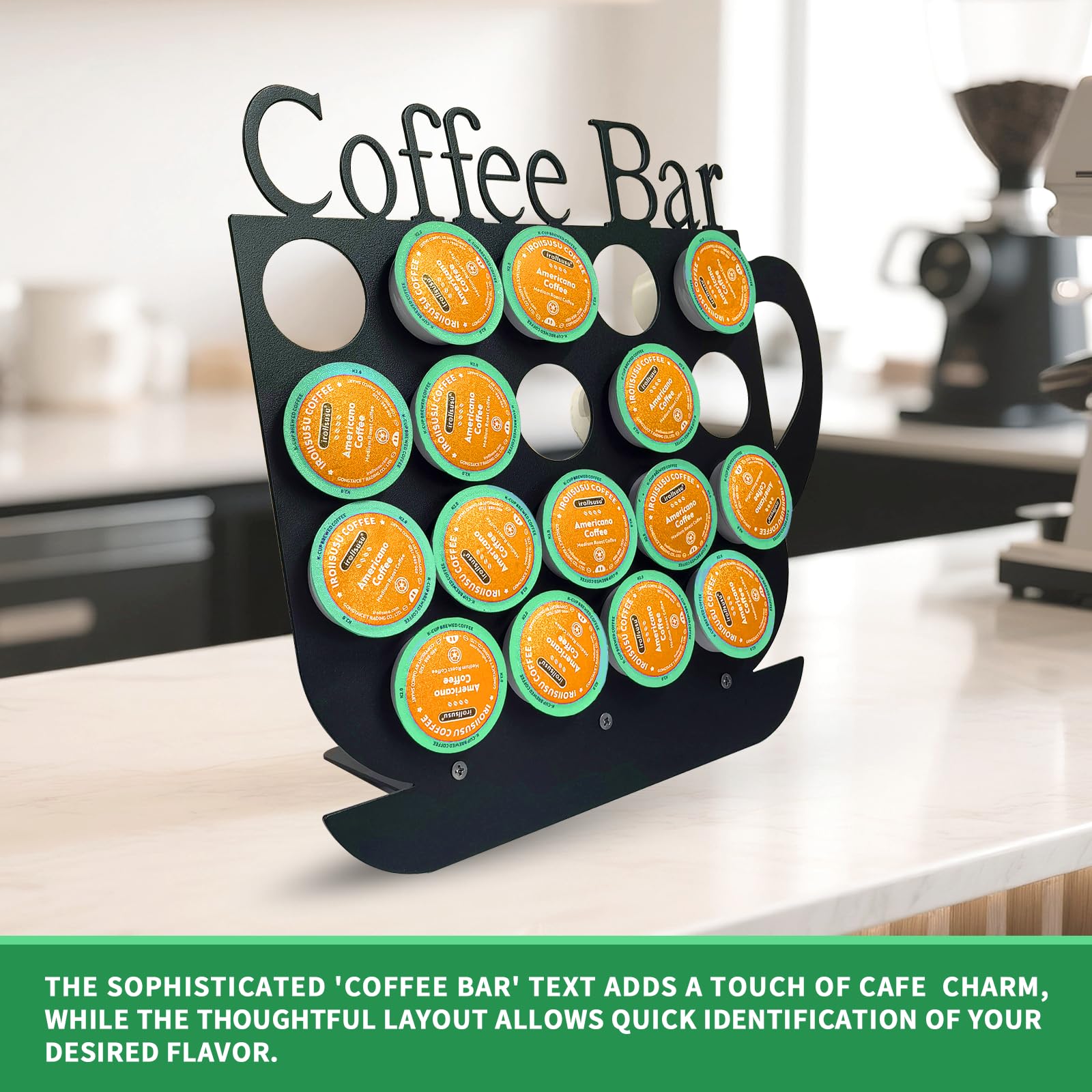 KingLive K Cups Holder black finish adds modern style to kitchens.