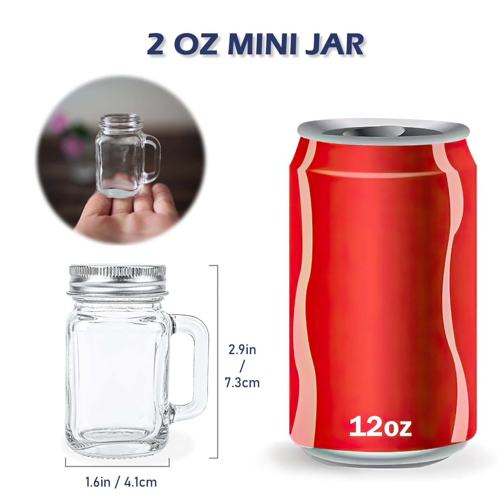 Kingrol 2oz capacity mason jar shot glasses ideal for shots and desserts.