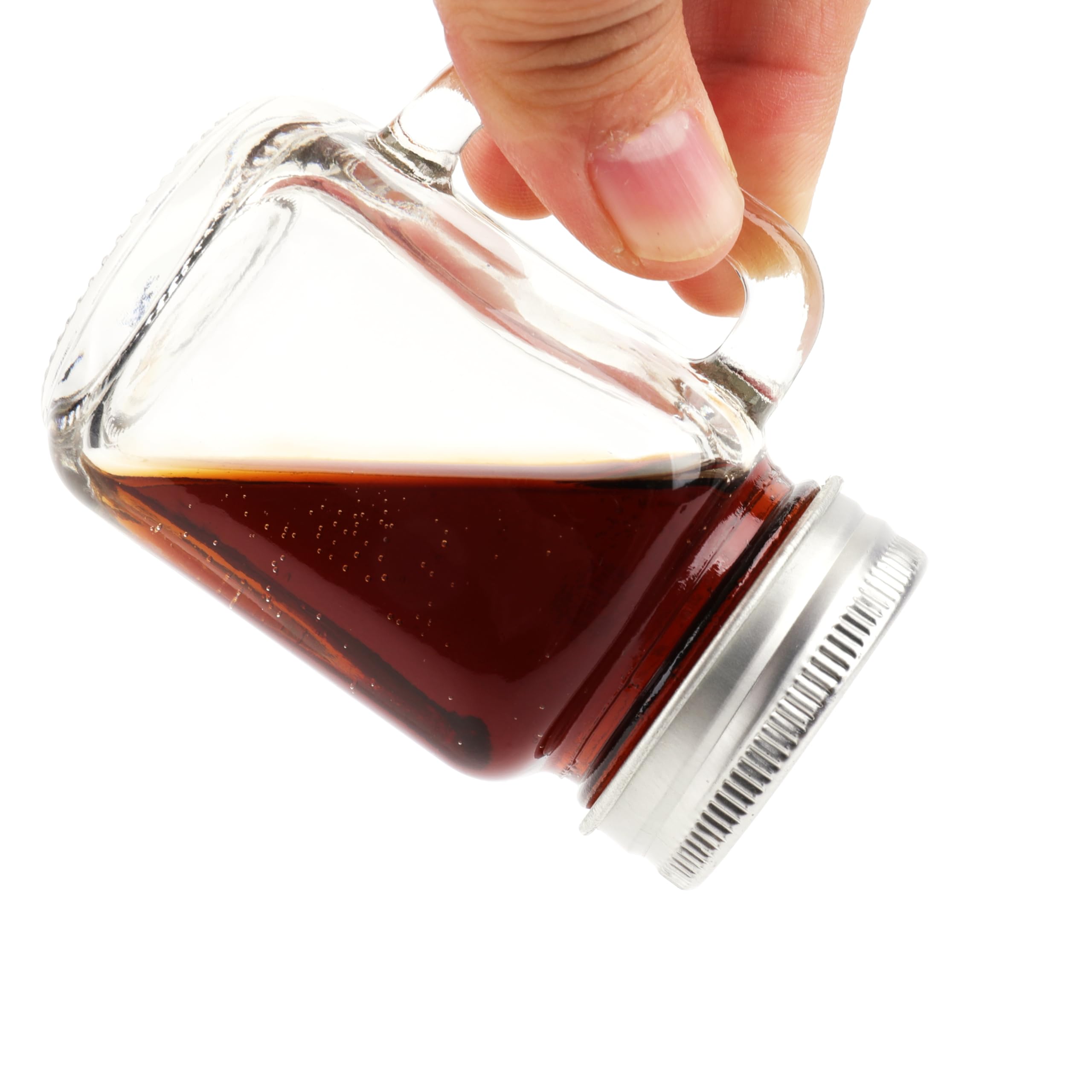 Kingrol clear lead-free glass jar with secure metal lid and opening.