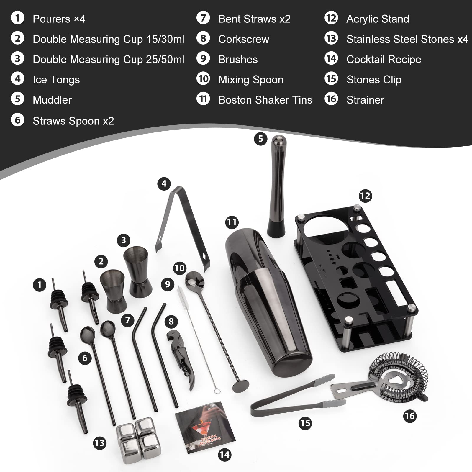 KINGROW stainless steel bartending tools showcase durable, rust-resistant design