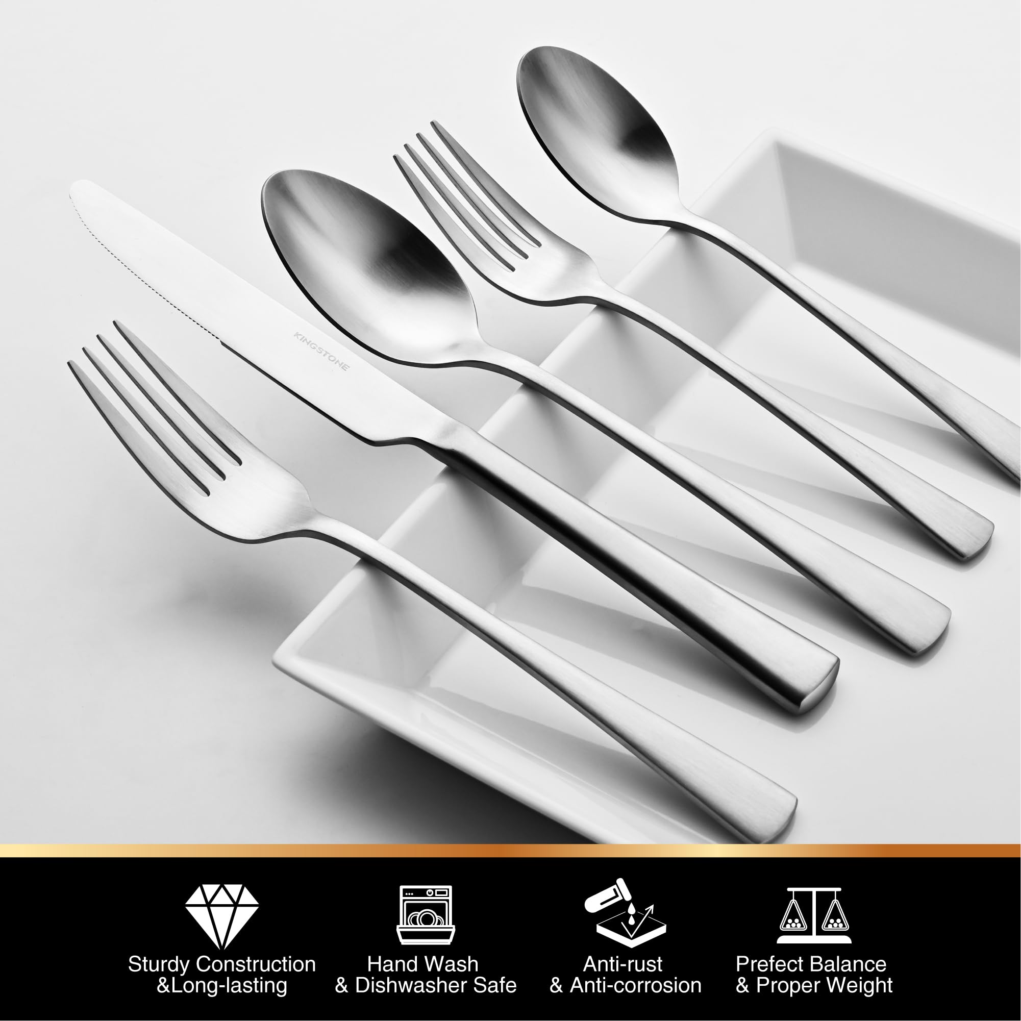 Kingstone 18/10 stainless steel construction for durability and rust resistance.