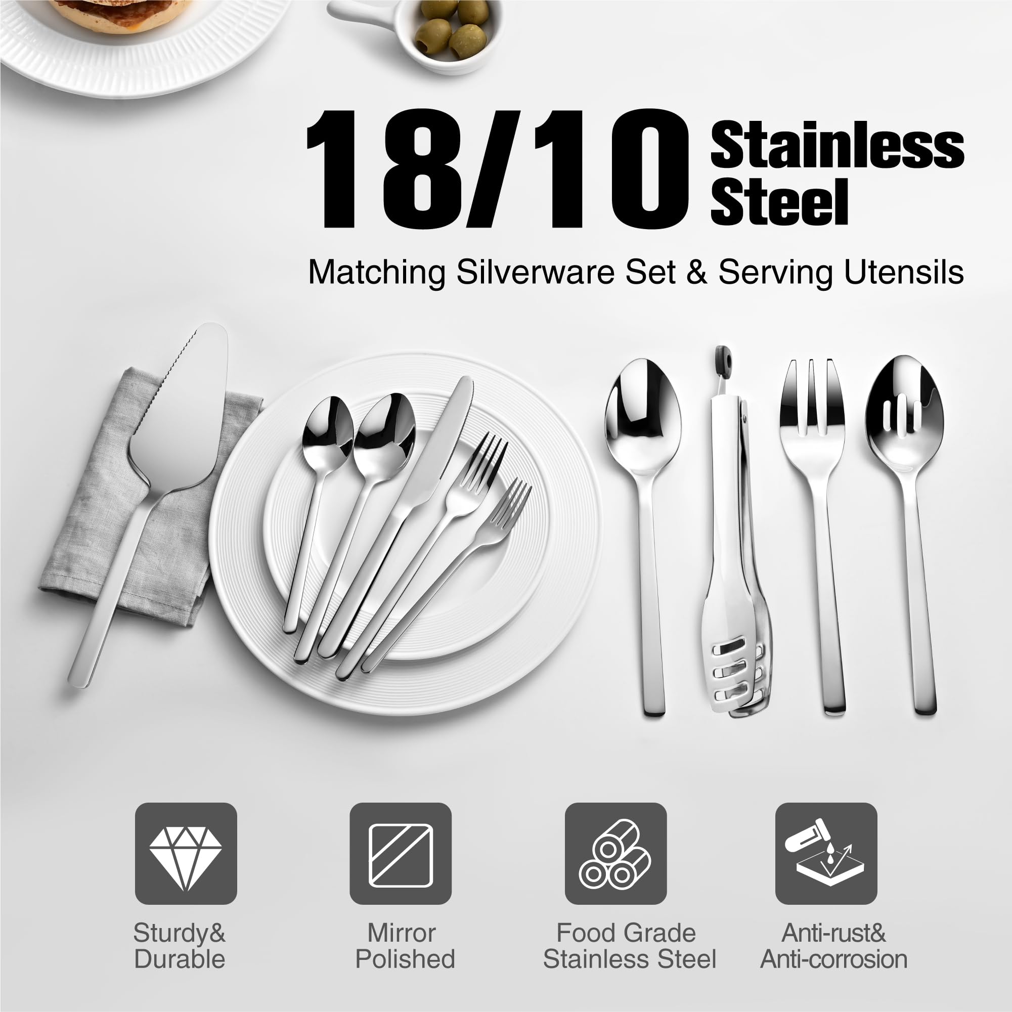 Kingstone 18-10 stainless steel with thickened handles for comfortable grip.