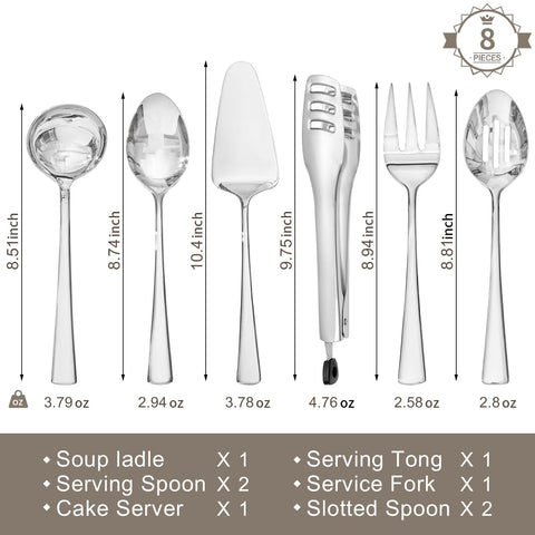 KINGSTONE 18-10 stainless steel utensils for durable, rust-resistant serving at gatherings.