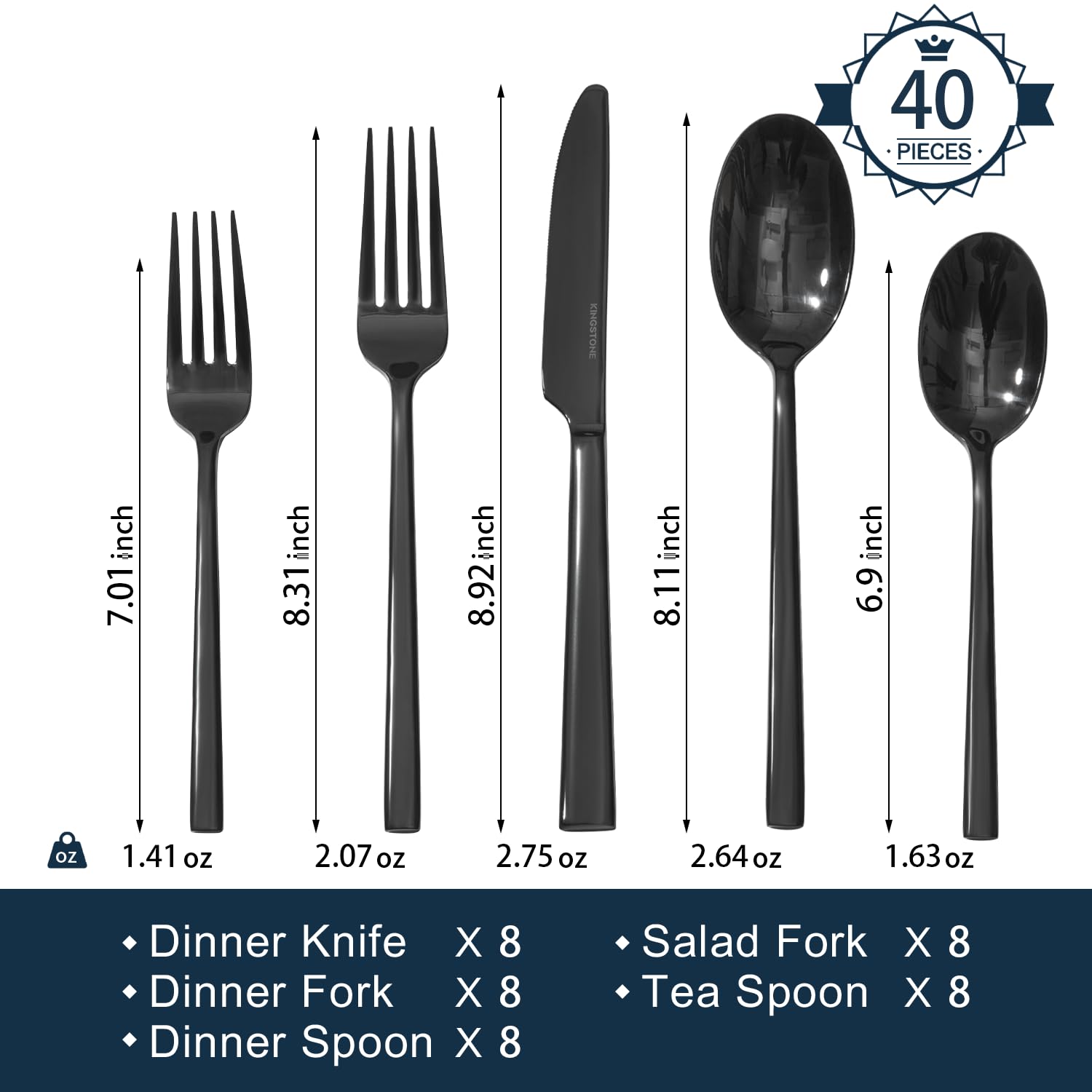 KINGSTONE 40pc dinner fork in 18/0 stainless steel for everyday use.