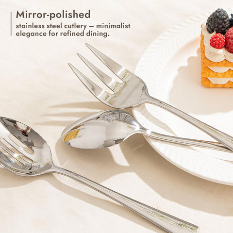 KINGSTONE serving fork ready for salads and entrees with sturdy grip.