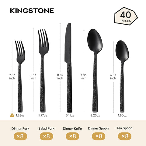KINGSTONE black hammered dinner fork for formal and casual dining