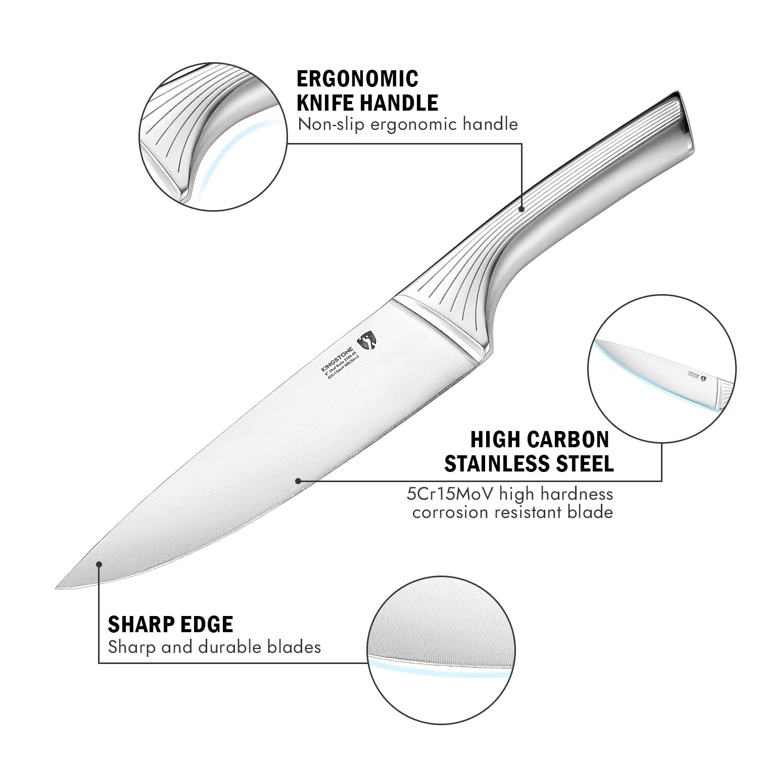 KINGSTONE blade close-up showing a sharp stainless edge for precise slicing