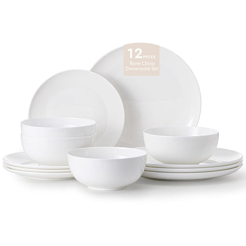 KINGSTONE 12-piece bone china set front view, ideal for everyday dining