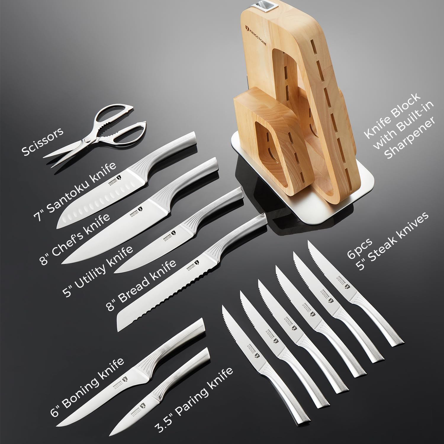 KINGSTONE built-in sharpener for quick edge refresh between tasks