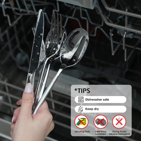 Kingstone dishwasher-safe silverware for easy cleanup and daily use.