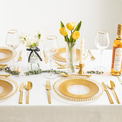 Kingstone Gold Silverware Set mirror finish highlights candlelight and table presentation