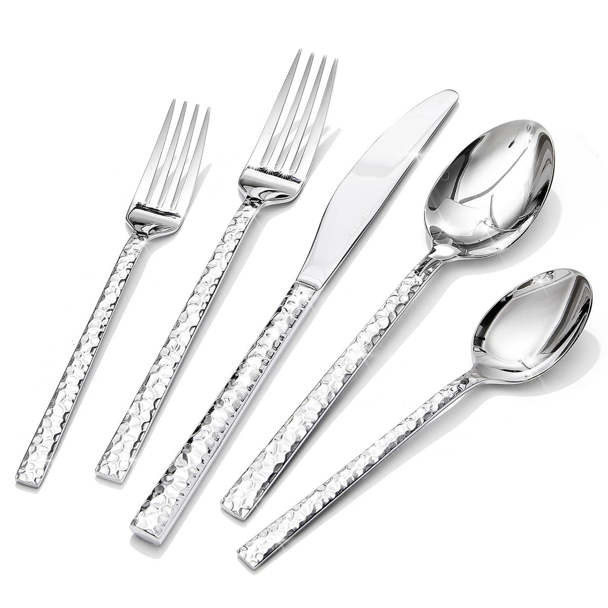 Kingstone hammered dinner knives, refined daily dining with durable blades.