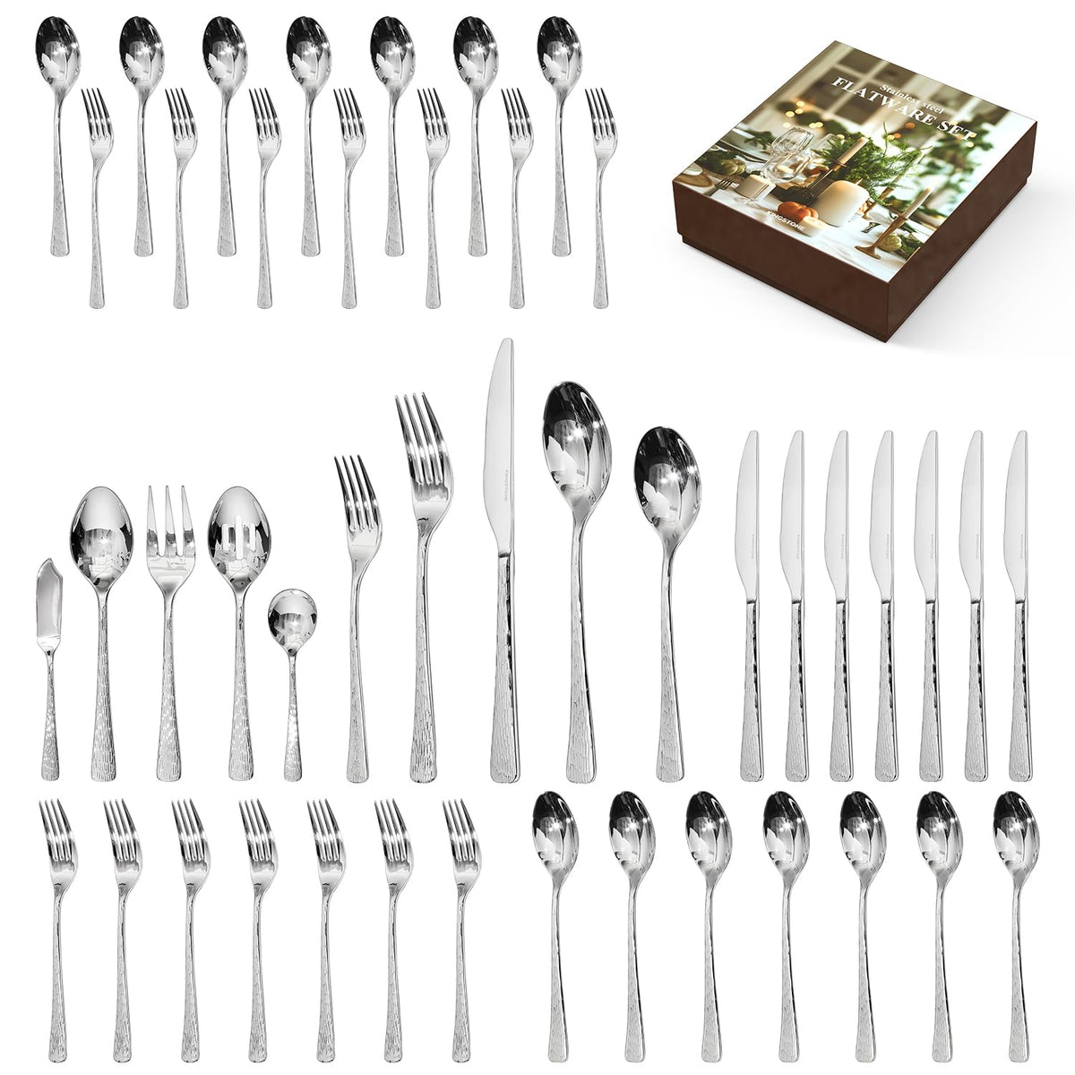 KINGSTONE hammered dinner knife with mirror finish for elegant dining