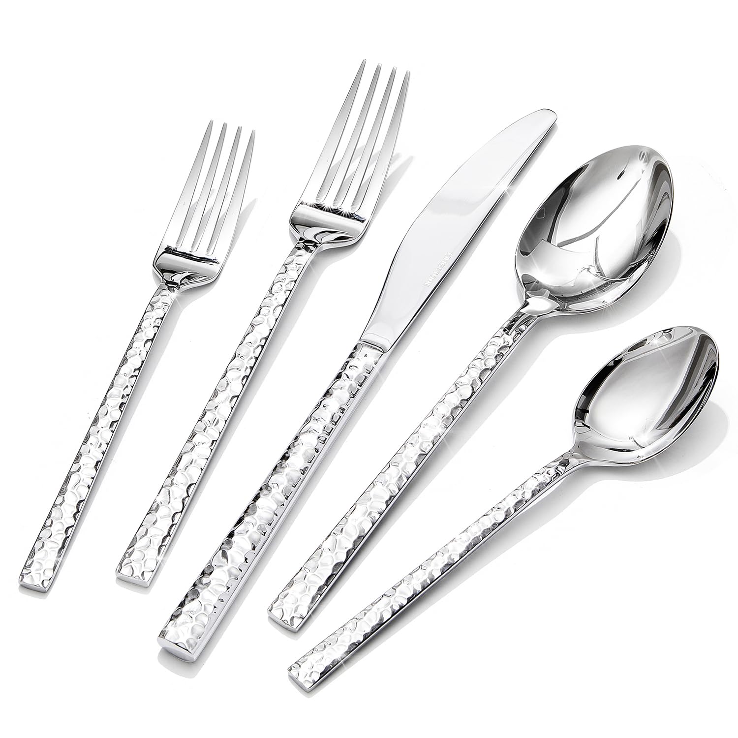 Kingstone hammered silverware set dinner knives, sharp finish for daily meals