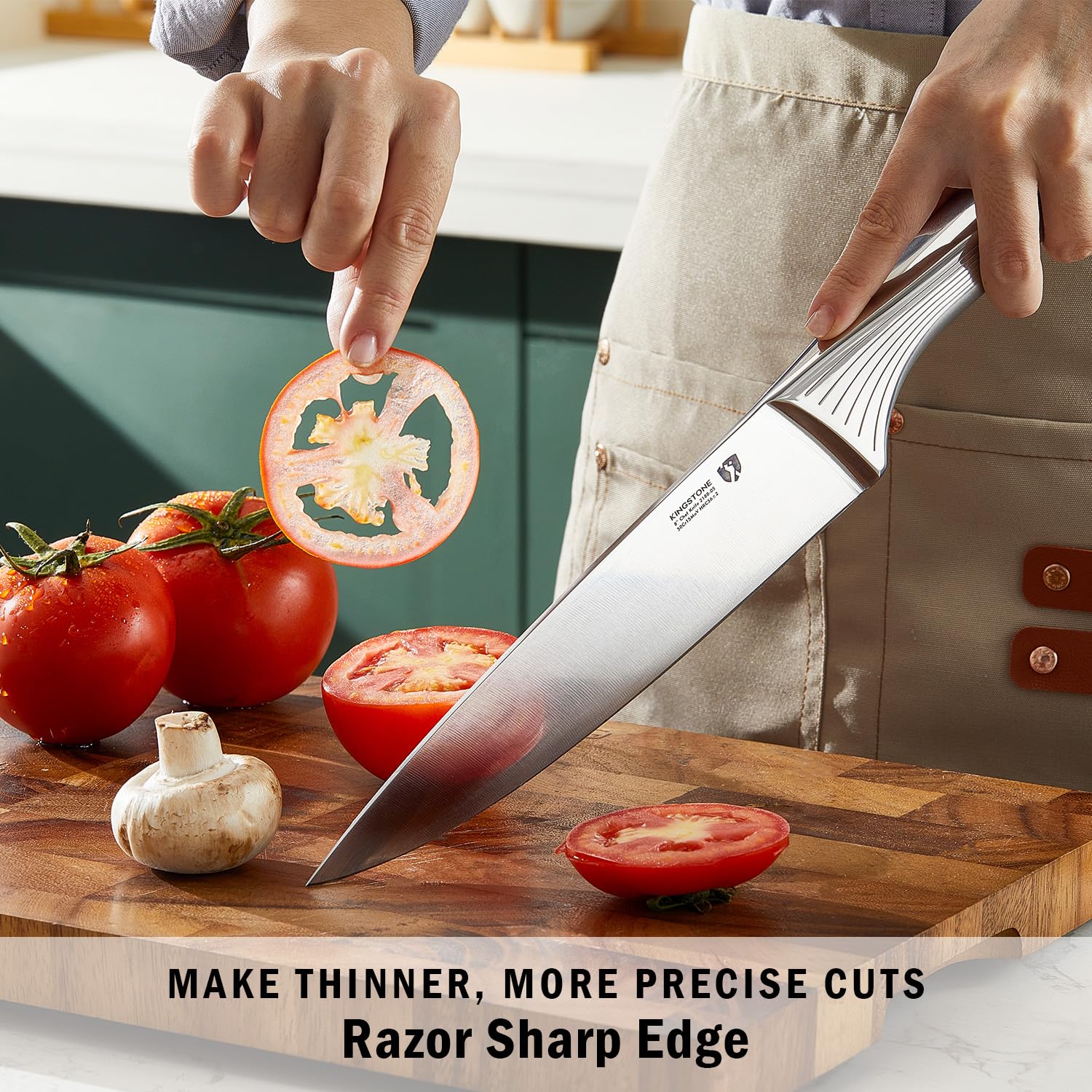 KINGSTONE hollow-out wood block keeps knives dry and rust-free