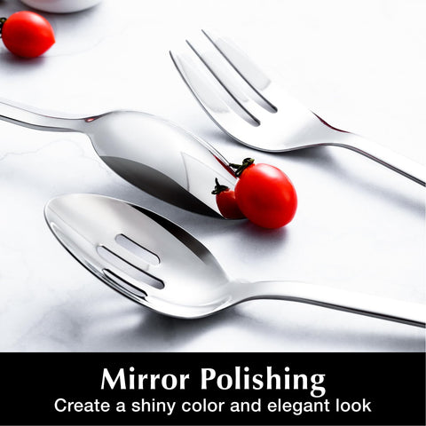 Kingstone mirror-finish flatware close-up showing smooth edges and shine.