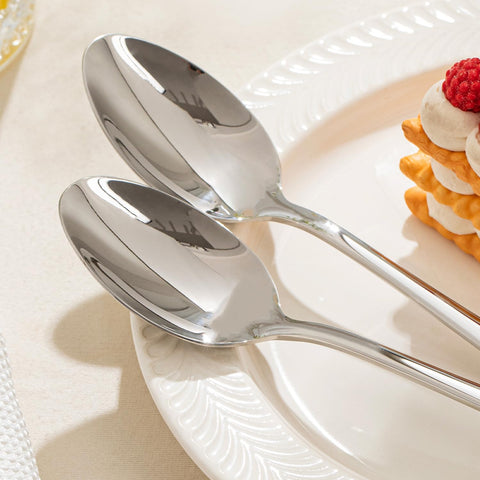 KINGSTONE mirror-finish spoons with smooth edges for safe dining.