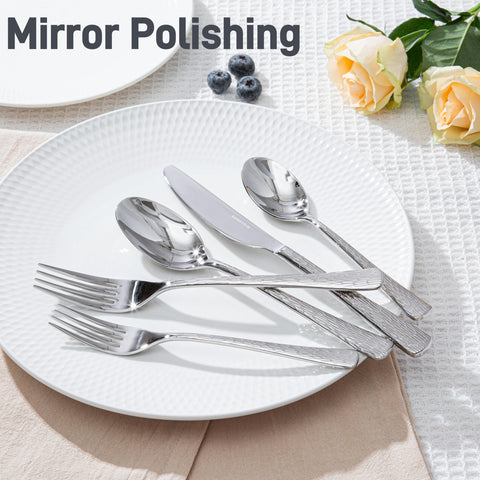 Kingstone mirror-polish finish on table setting for formal dinners.