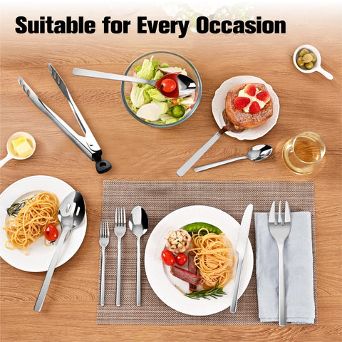 Kingstone perfectly balanced flatware weight enhances handling during meals.