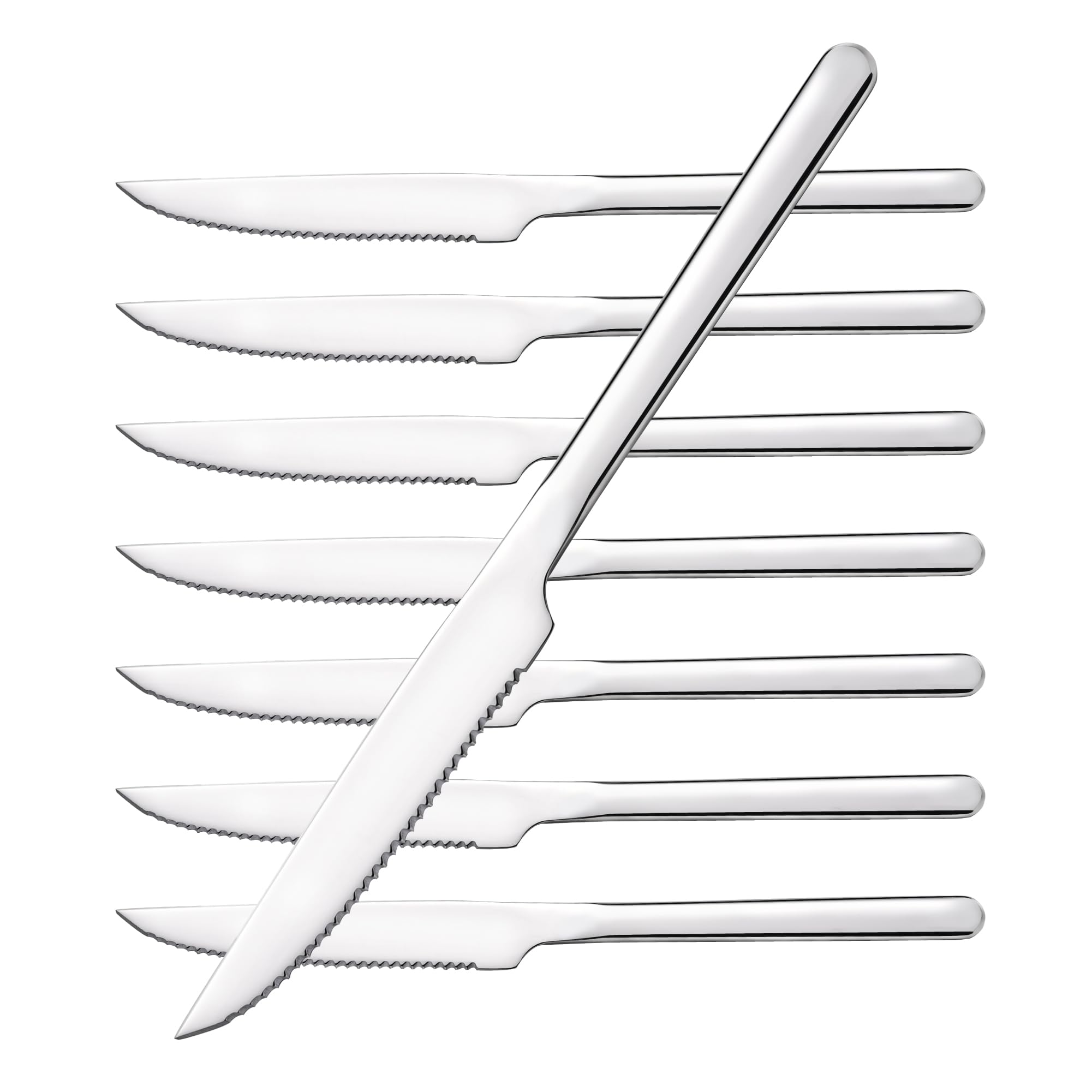 Kingstone Sharp steak knives with full-serrated blade for precise, quick cuts.