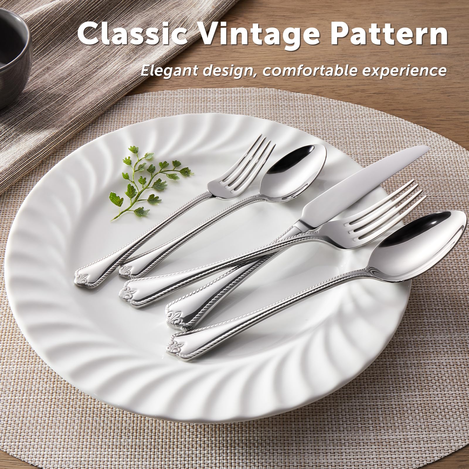 Kingstone silverware with a mirror finish for a polished dining look