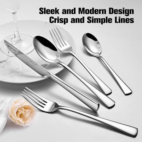 Kingstone silverware set dinner spoons with comfortable balance for smooth dining.