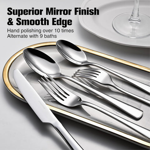 Kingstone silverware set teaspoons for precise stirring and sipping.