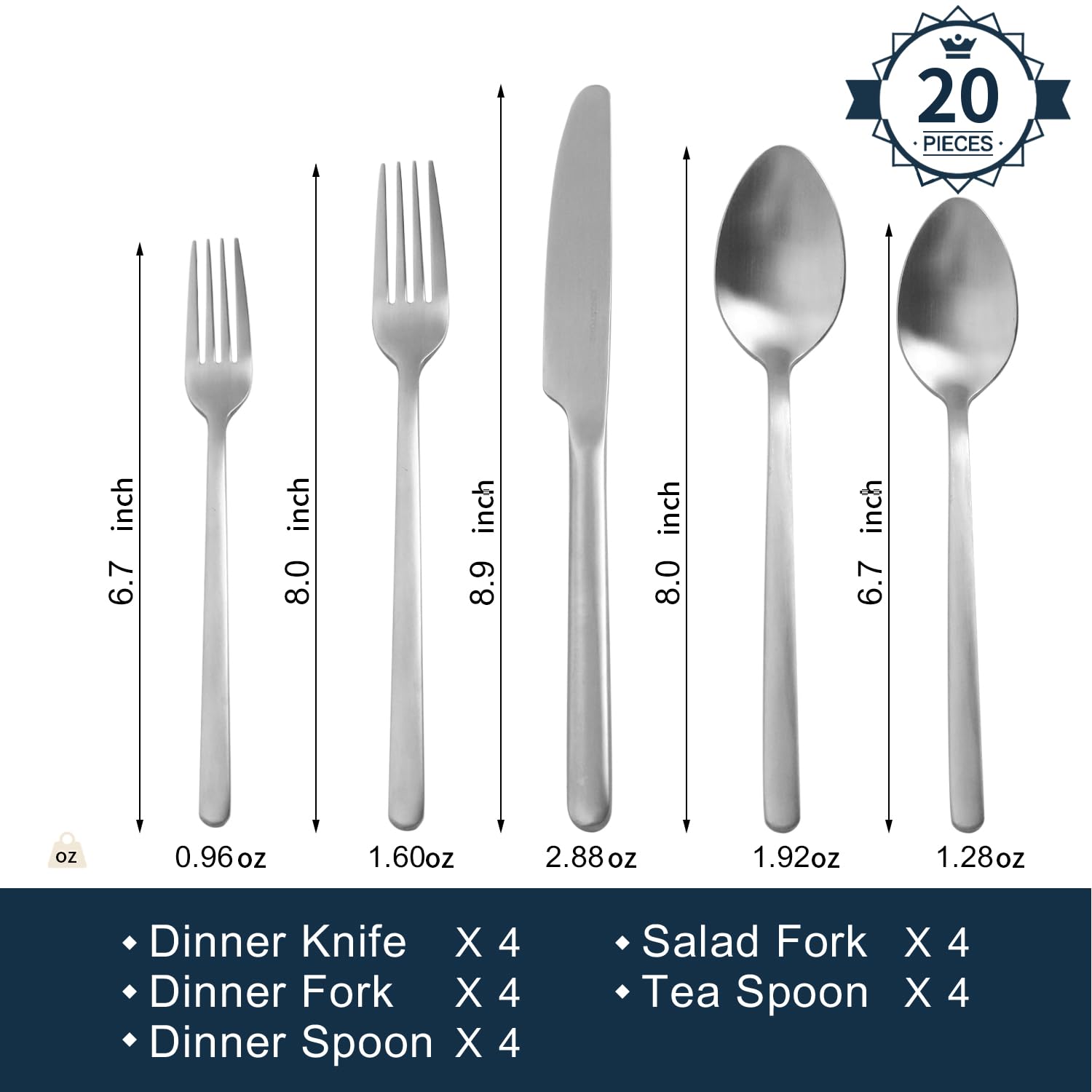 KINGSTONE silverware set dinner fork 8 inches, sturdy grip and corrosion resistance.