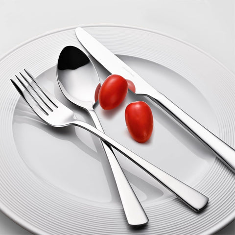 Kingstone silverware set slotted spoon ideal for serving ingredients.