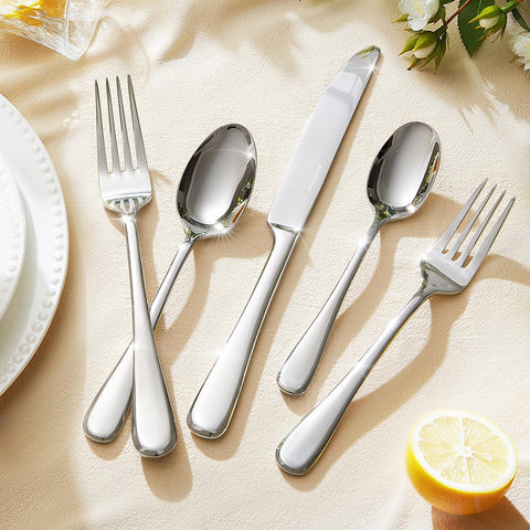 KINGSTONE silverware set soup spoons with wide bowls for comfort.