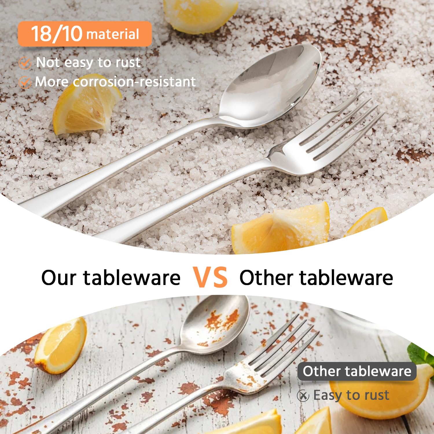 Kingstone dishwasher-safe forks with smooth edges for safe handling.