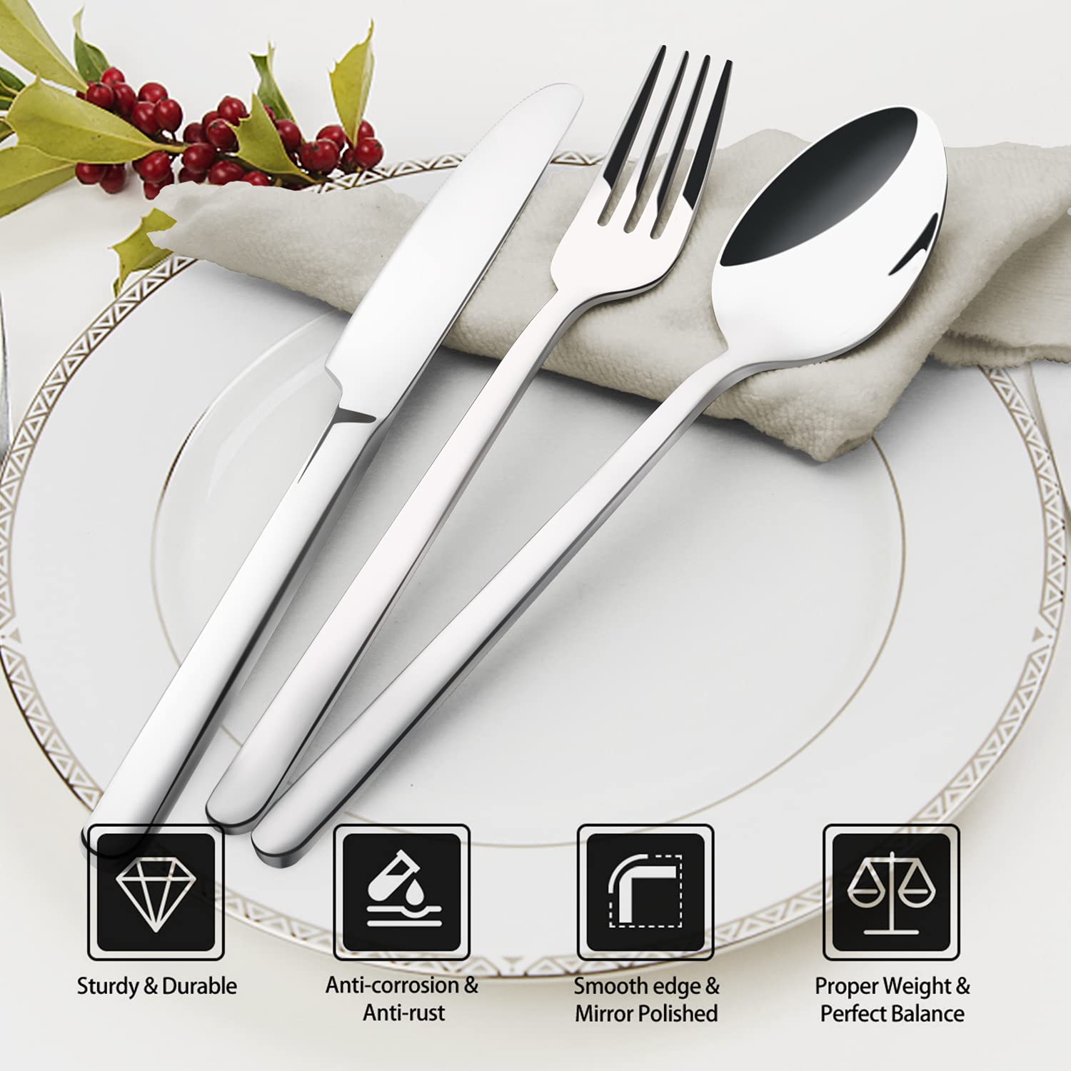KingStone flatware with smooth mirror-polished finish for modern aesthetics