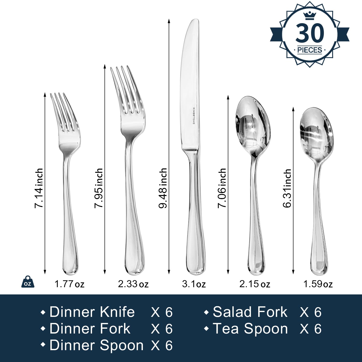 Kingstone soup spoon with mirror polish and smooth rim