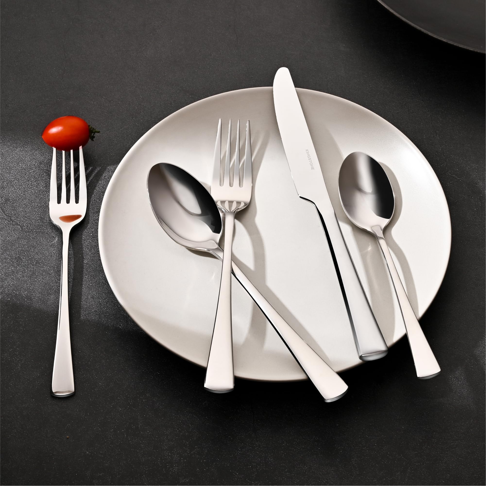 Kingstone table setting showing the 20-piece set ready for gatherings