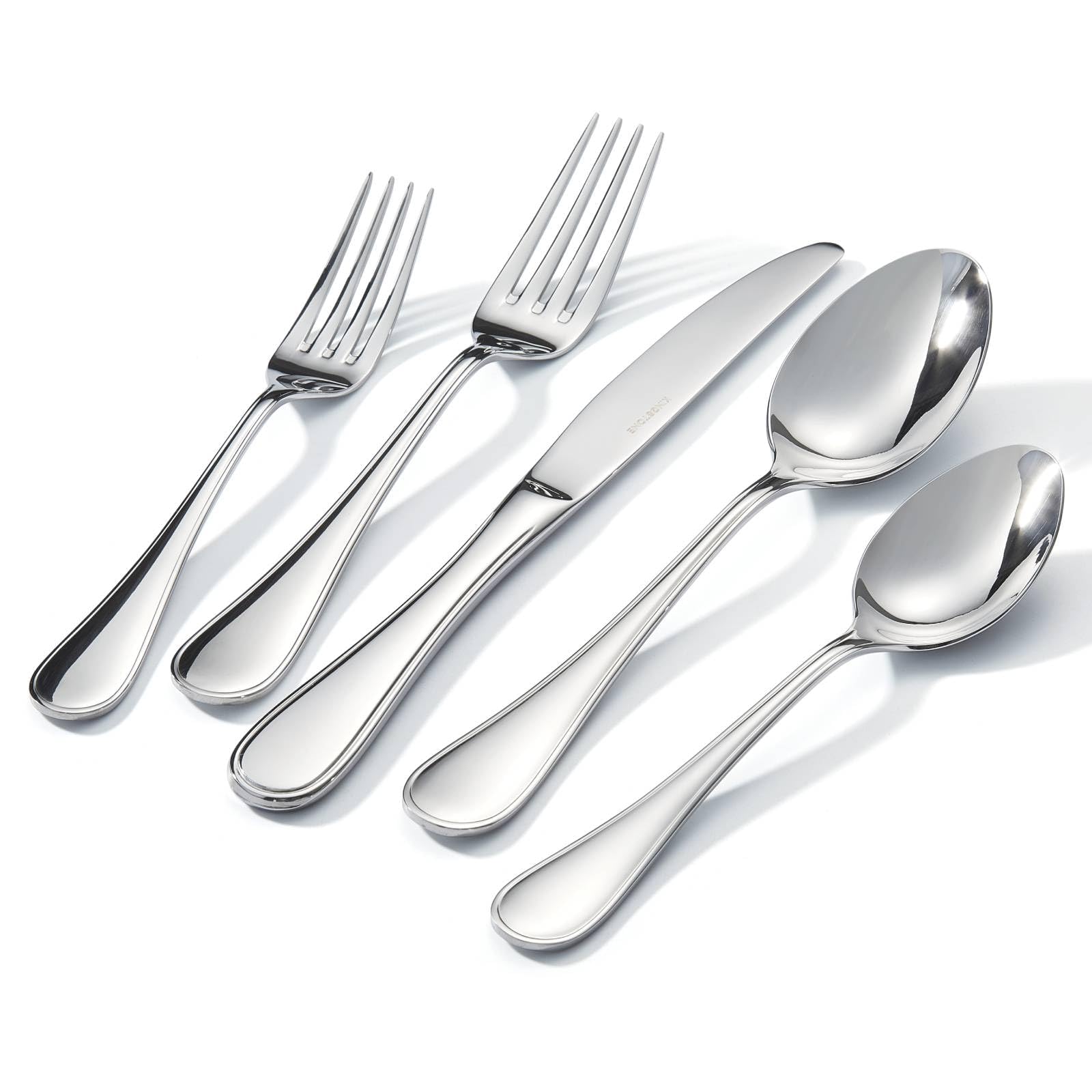 KINGSTONE teardrop silverware dining set on a stylish table for 12