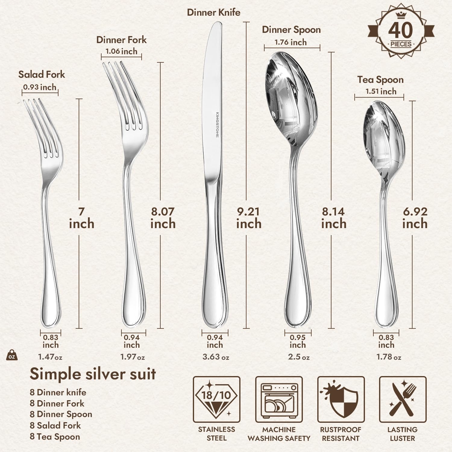 Kingstone teardrop silverware salad forks showcasing elegant size and grip