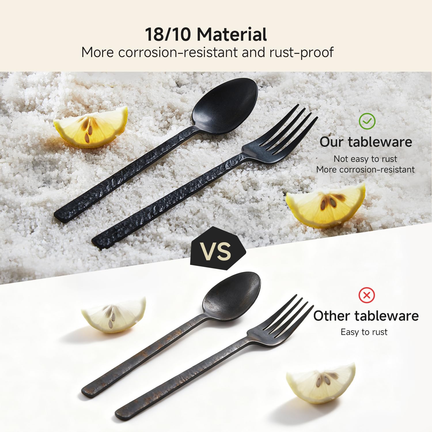 KINGSTONE teaspoons in sleek black finish add subtle luxury to coffee and desserts.