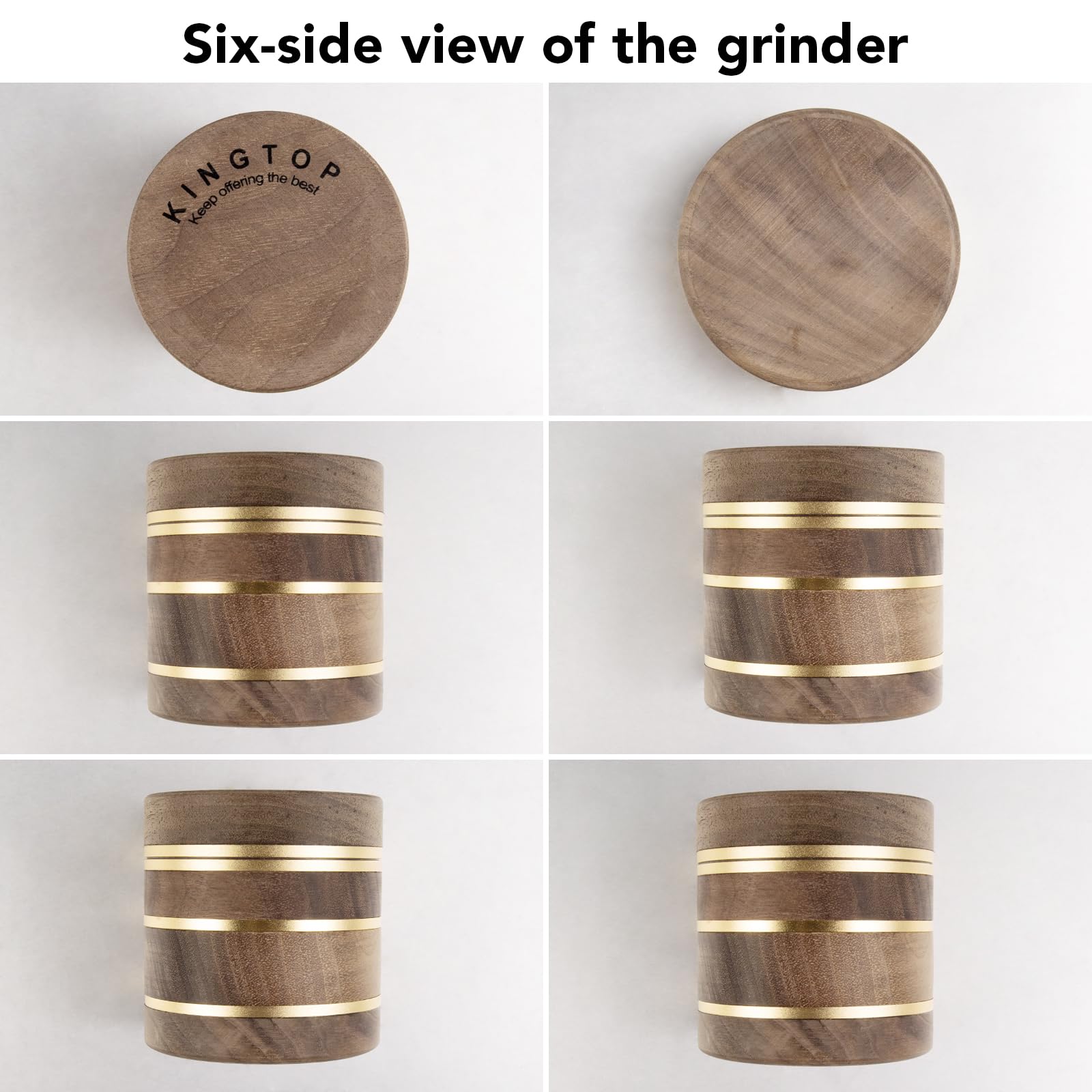 Walnut wood body highlighted in a KINGTOP grinder