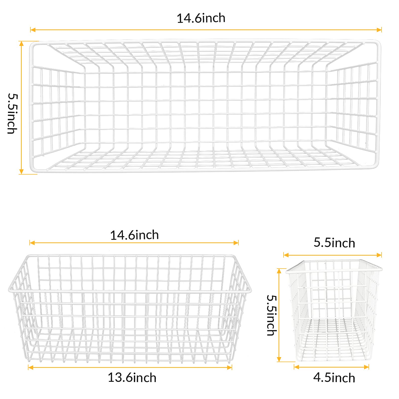 KINLINK extra-large hanging basket front view highlights open design for quick item spotting.