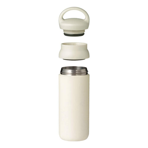 Kinto Dayoff tumbler 500ml dark gray top view showcases ergonomic easy-grip handle.
