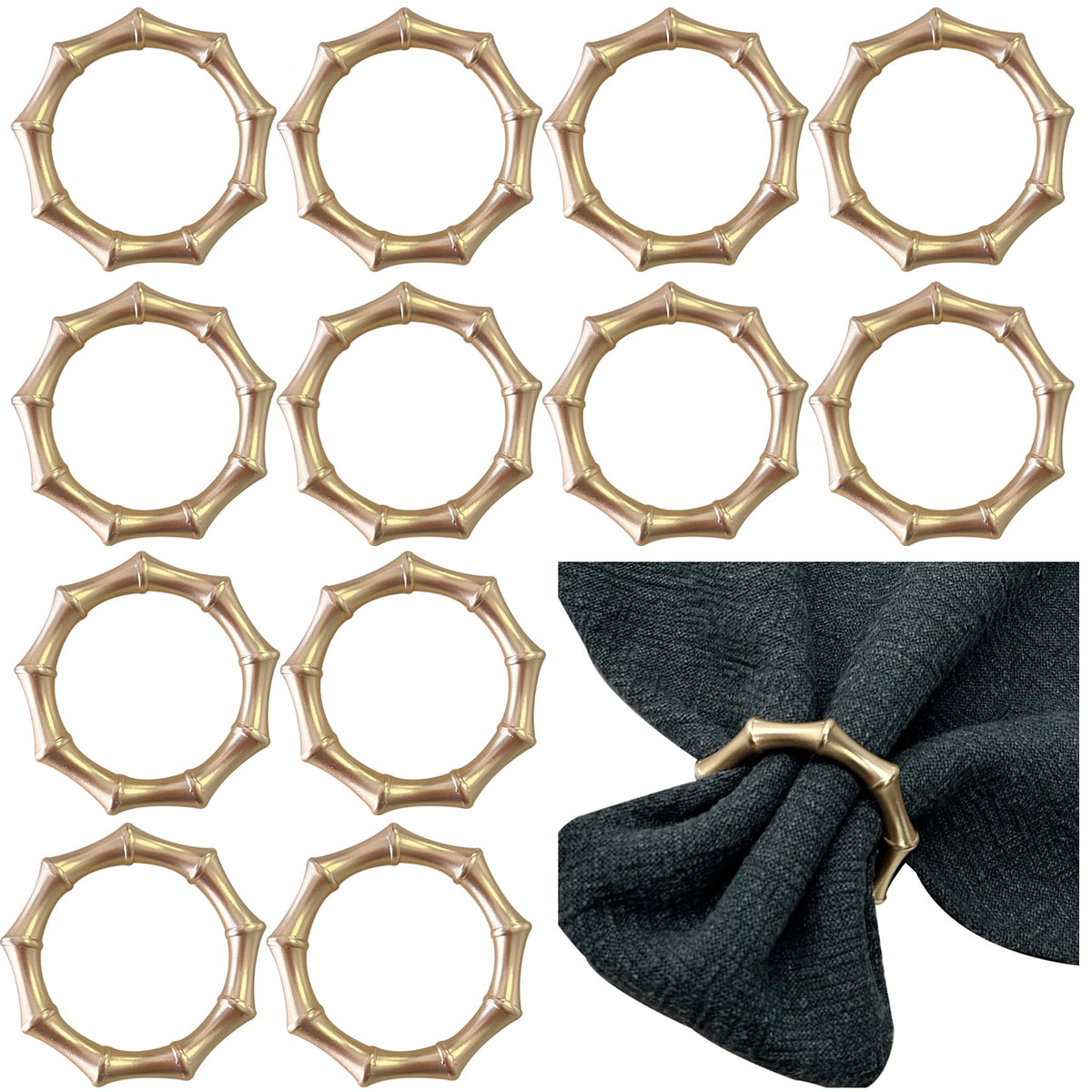 Kintyno gold napkin rings with matte finish add elegant touch to dining tables
