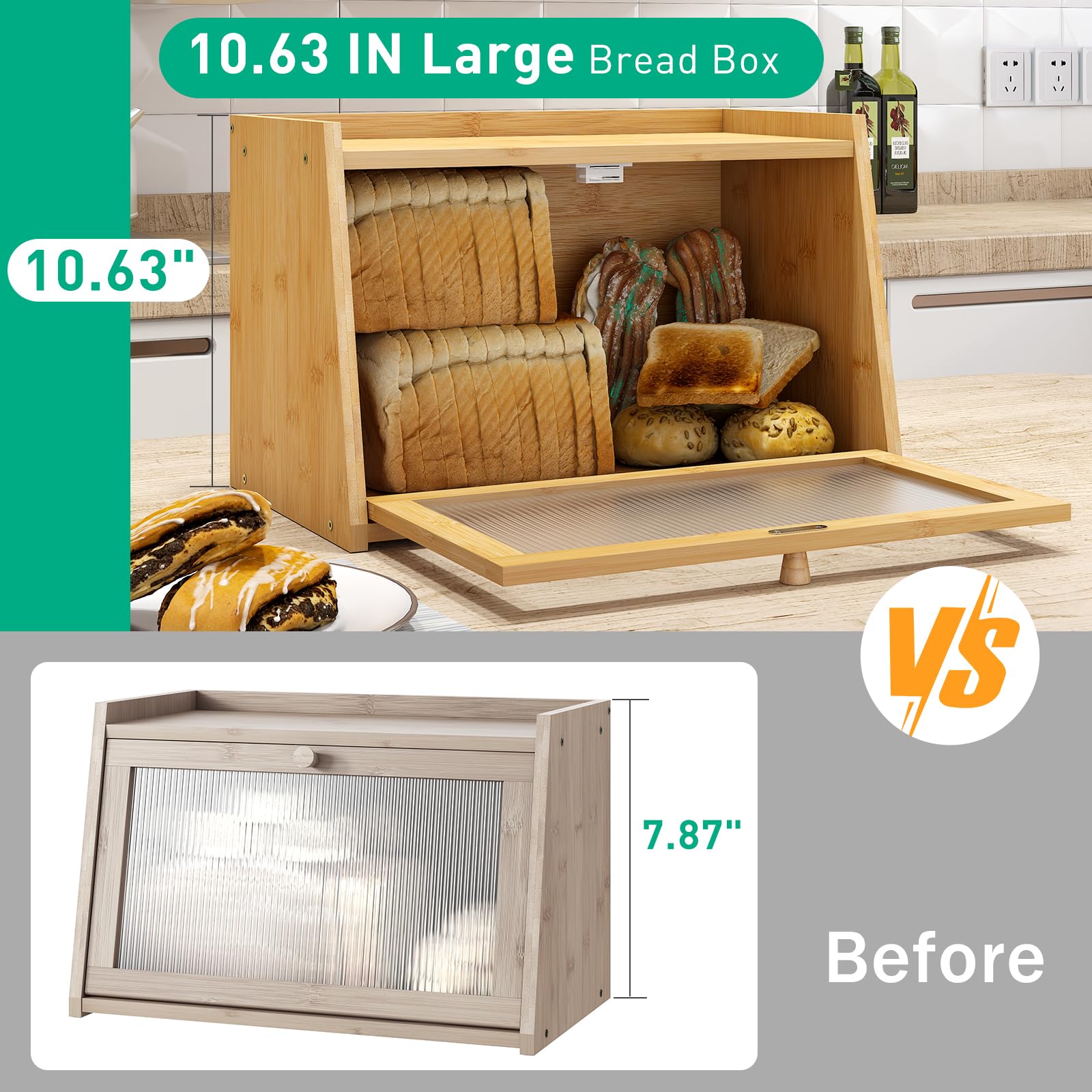 Kiplant bread box with wavy acrylic panel lets you peek inside while preserving privacy