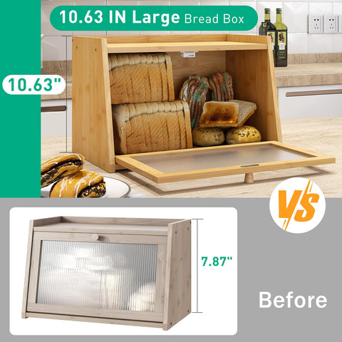 Kiplant bread box with wavy acrylic panel lets you peek inside while preserving privacy