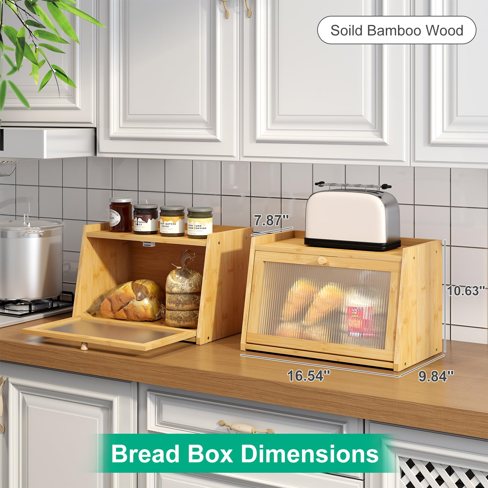 Kiplant breadbox top view highlights the flat top for extra counter space