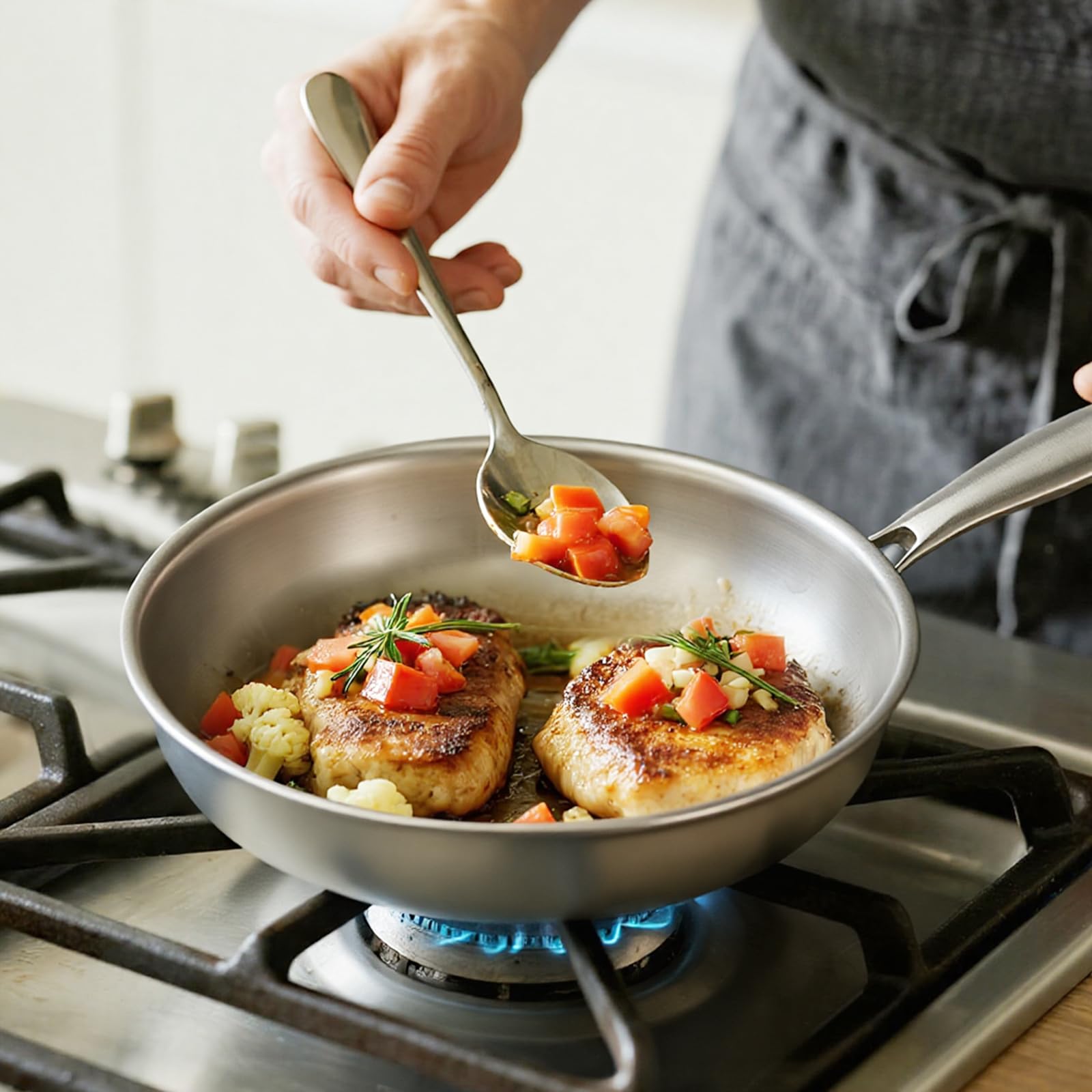 Kirecoo Tri-Ply 12-Inch pan induction-compatible with magnetic stoves