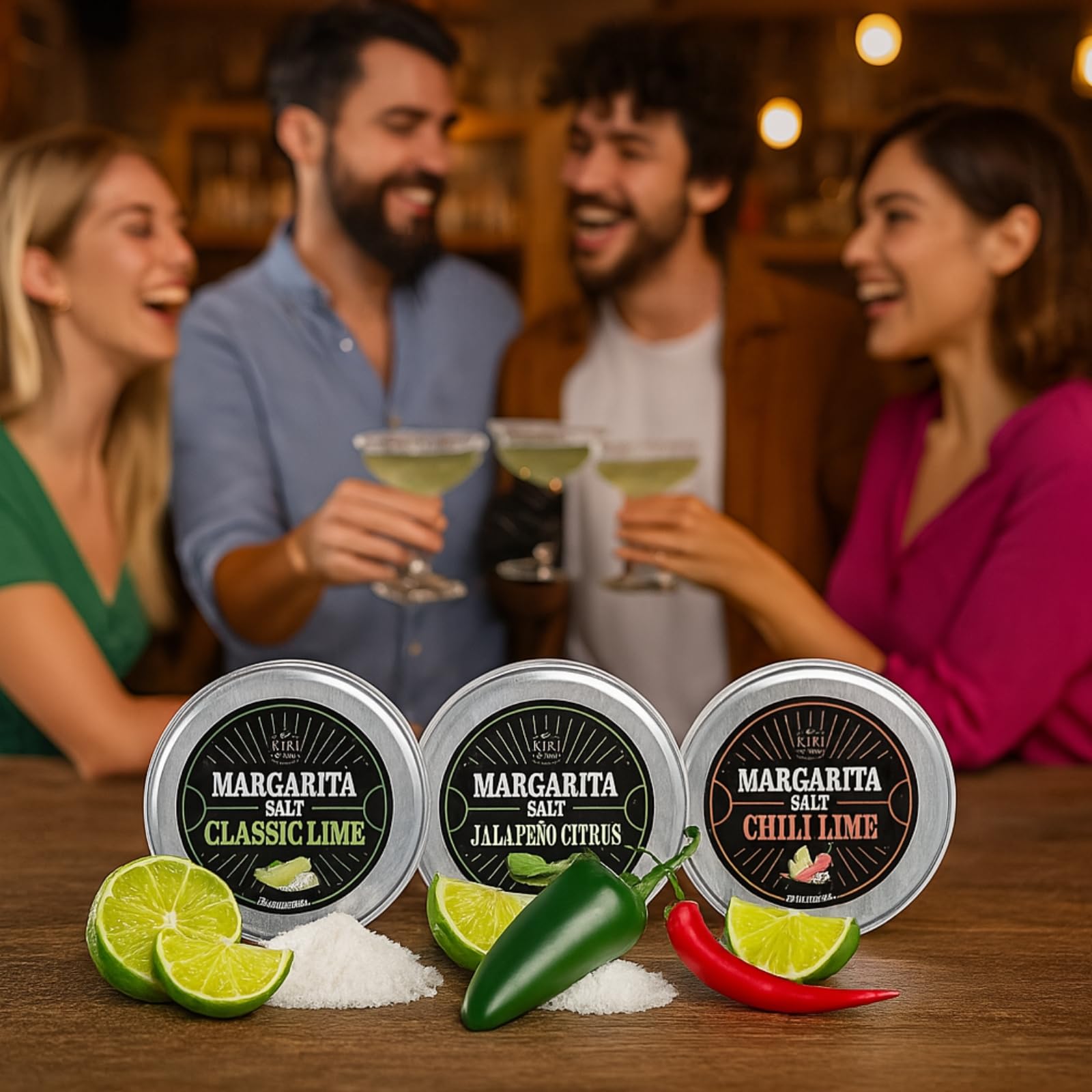 Kiri & Sons chili lime salt rim enhances spicy-sour margaritas.