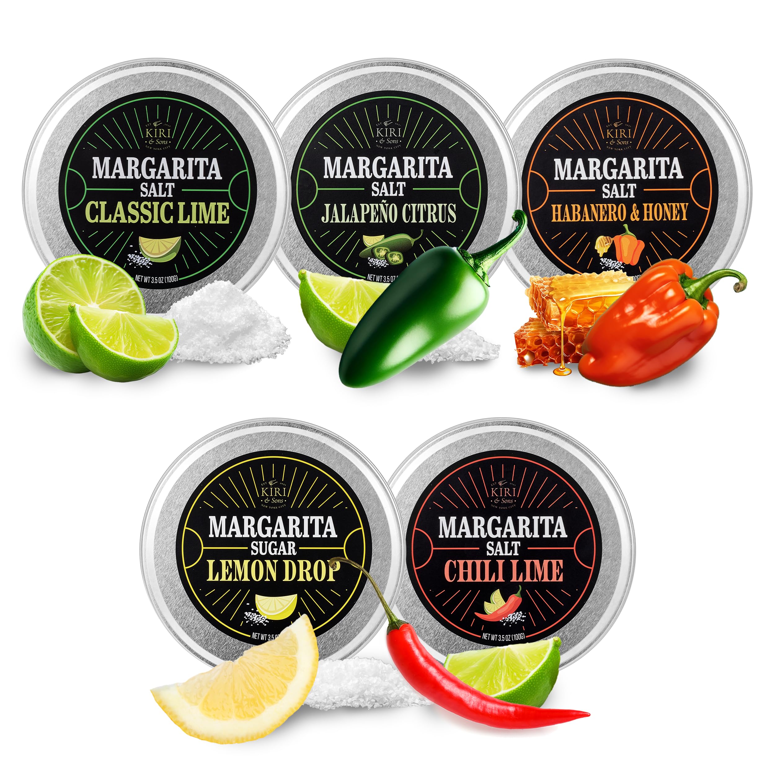 Kiri & Sons chili lime margarita salt rim enhances flavor and presentation for cocktails.