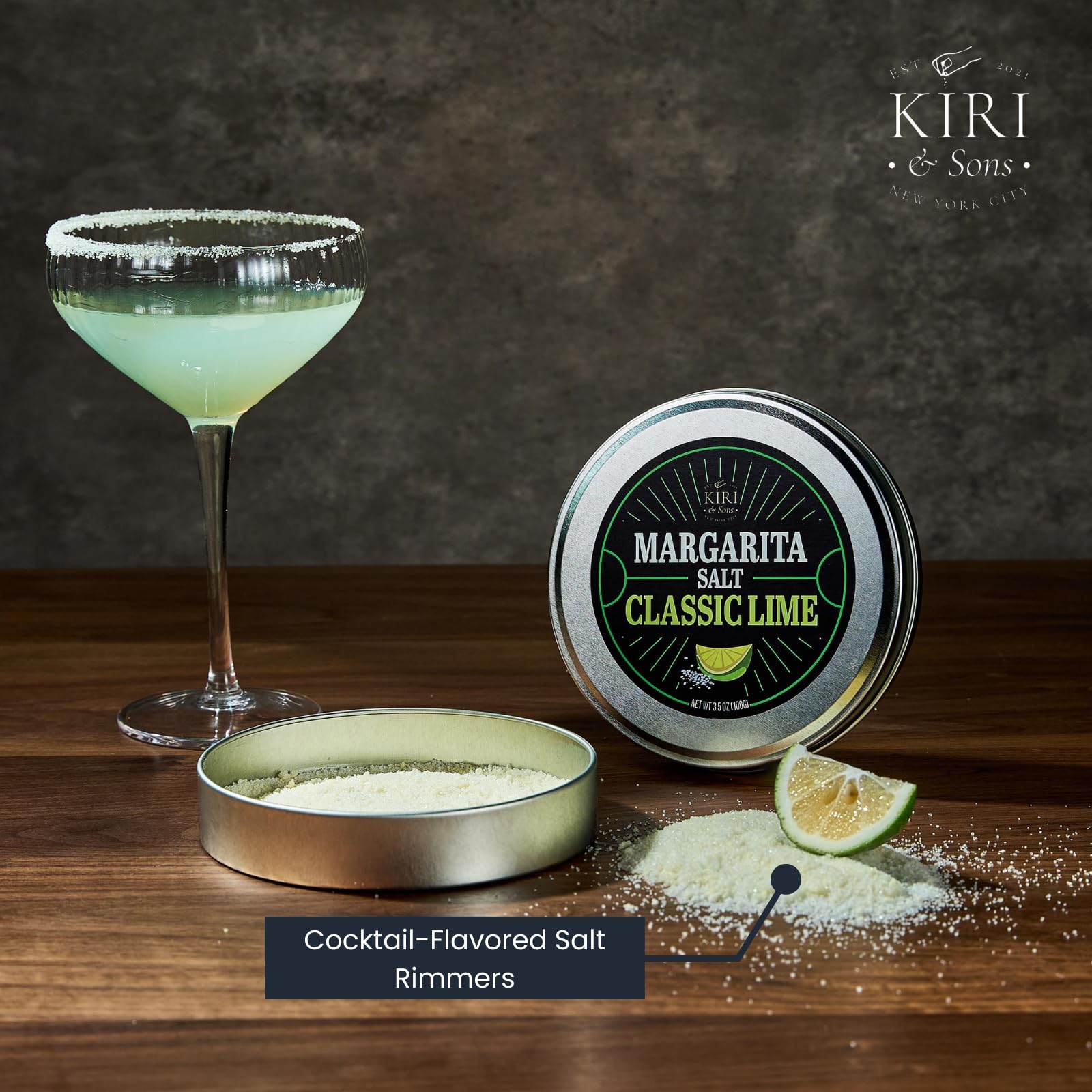 Kiri & Sons jalapeño citrus salt rim brings bright heat to rims.