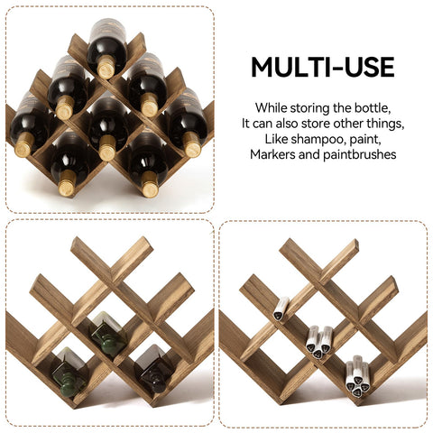 KIRIGEN solid wood construction emphasizes natural grain for daily wine storage.